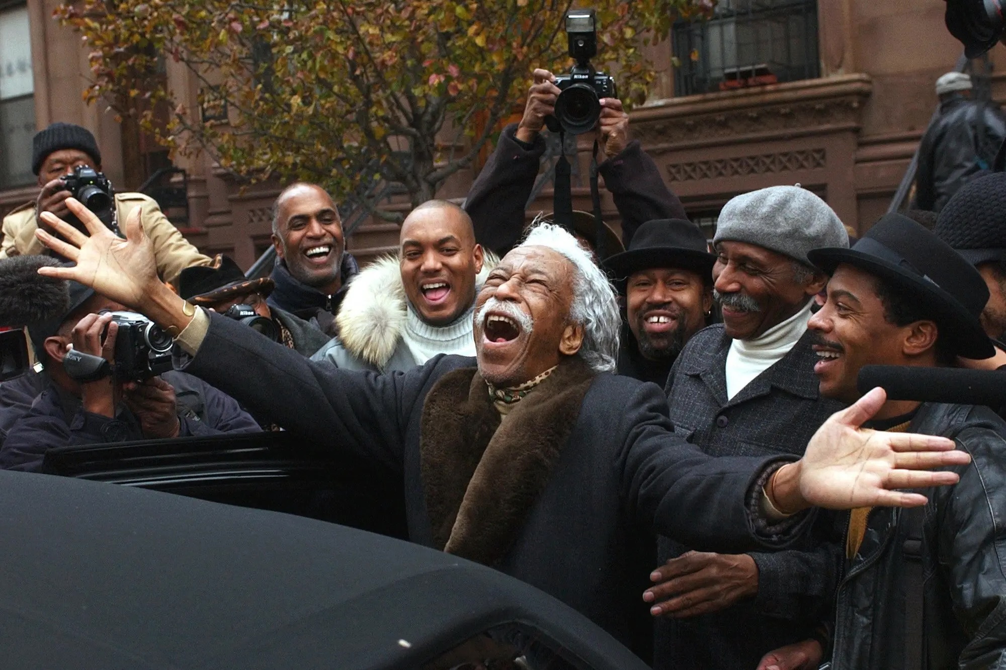 Celebratory men in Harlem